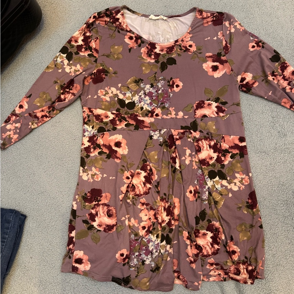 Hello MIZ Floral Maternity Blouse - Pink and Purple, floral